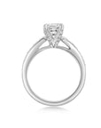 side view of round diamond engagement ring diamond prongs ring bena jewelry custom made diamond engagement ring montreal handamde fine jewelry little italy montreal