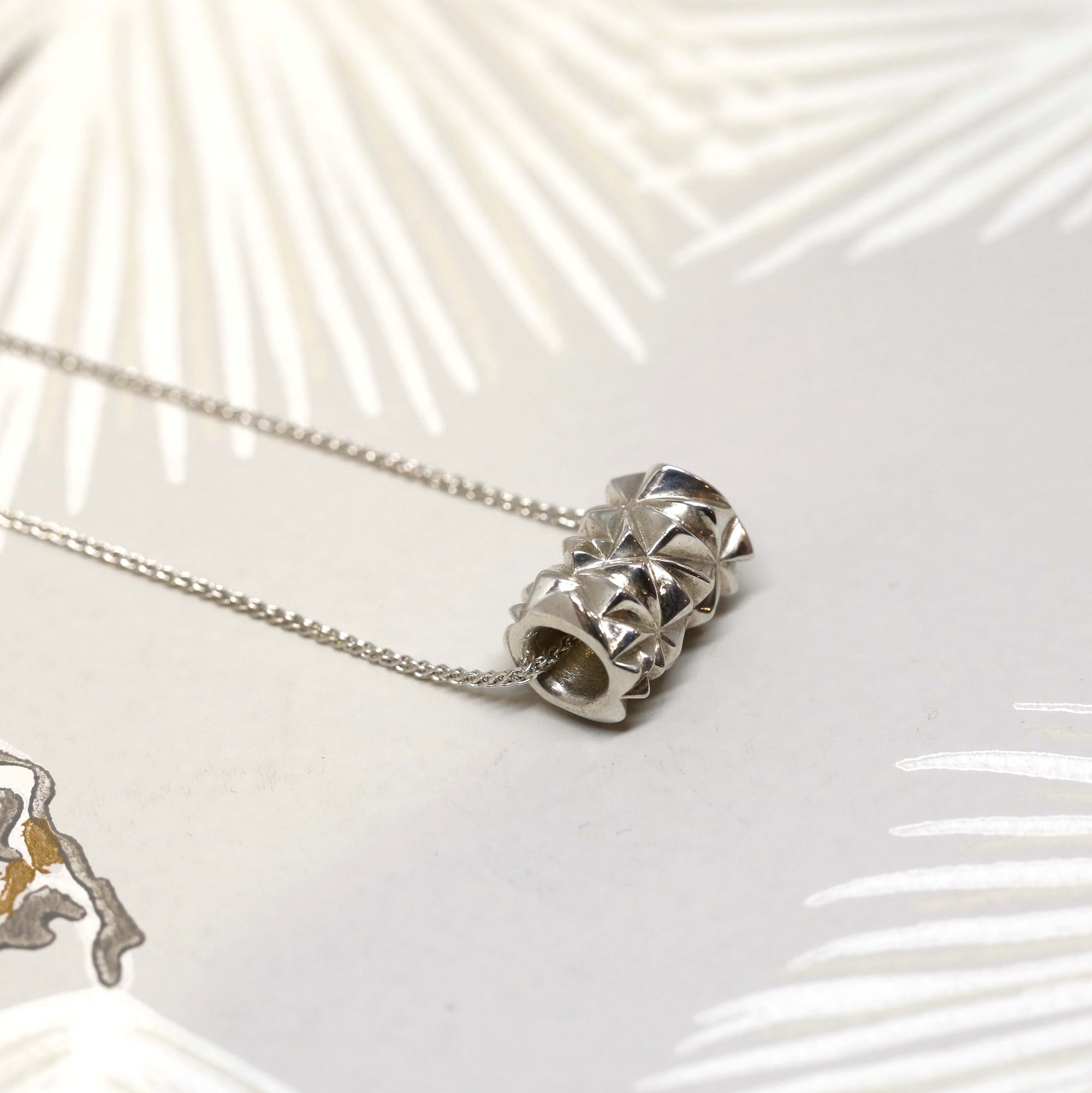 Silver Small Chiseled Pyramid Tube Pendant