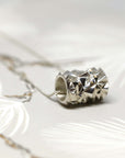 Silver Large Chiseled Pyramid Tube Pendant