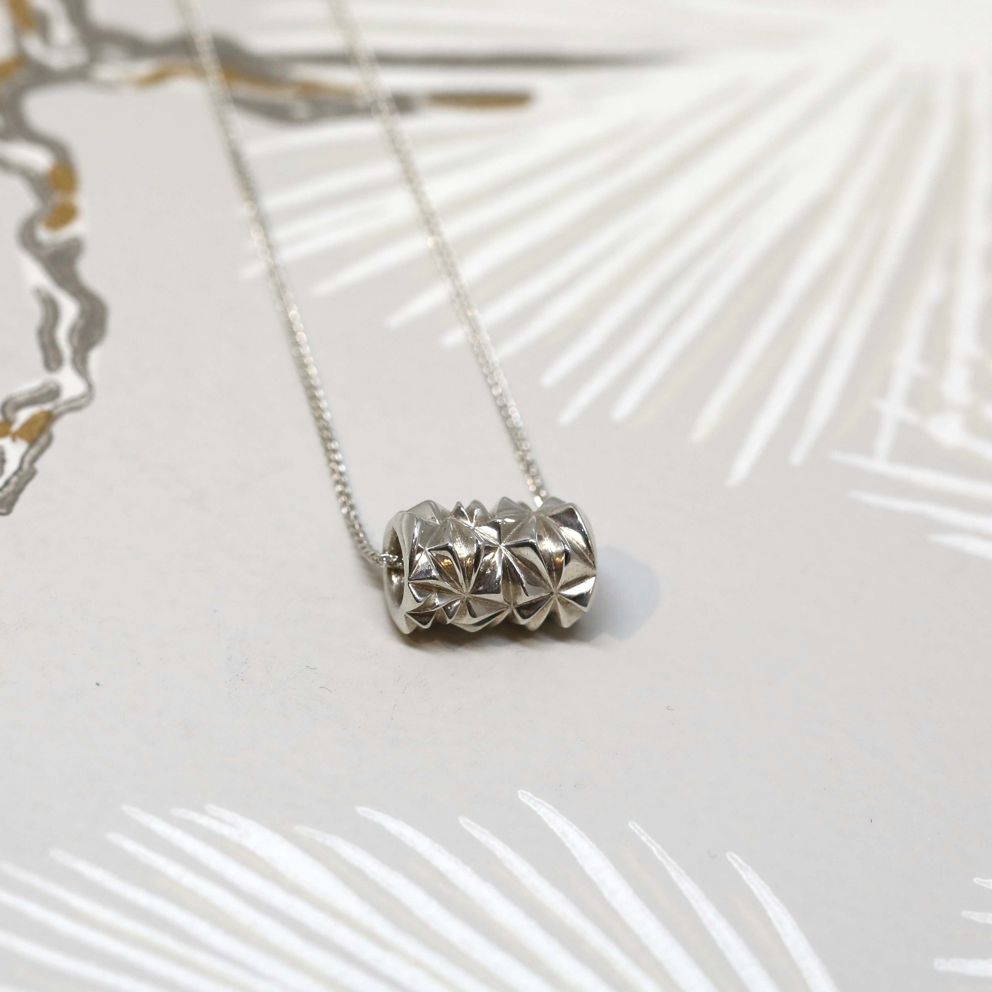 Silver Small Chiseled Pyramid Tube Pendant