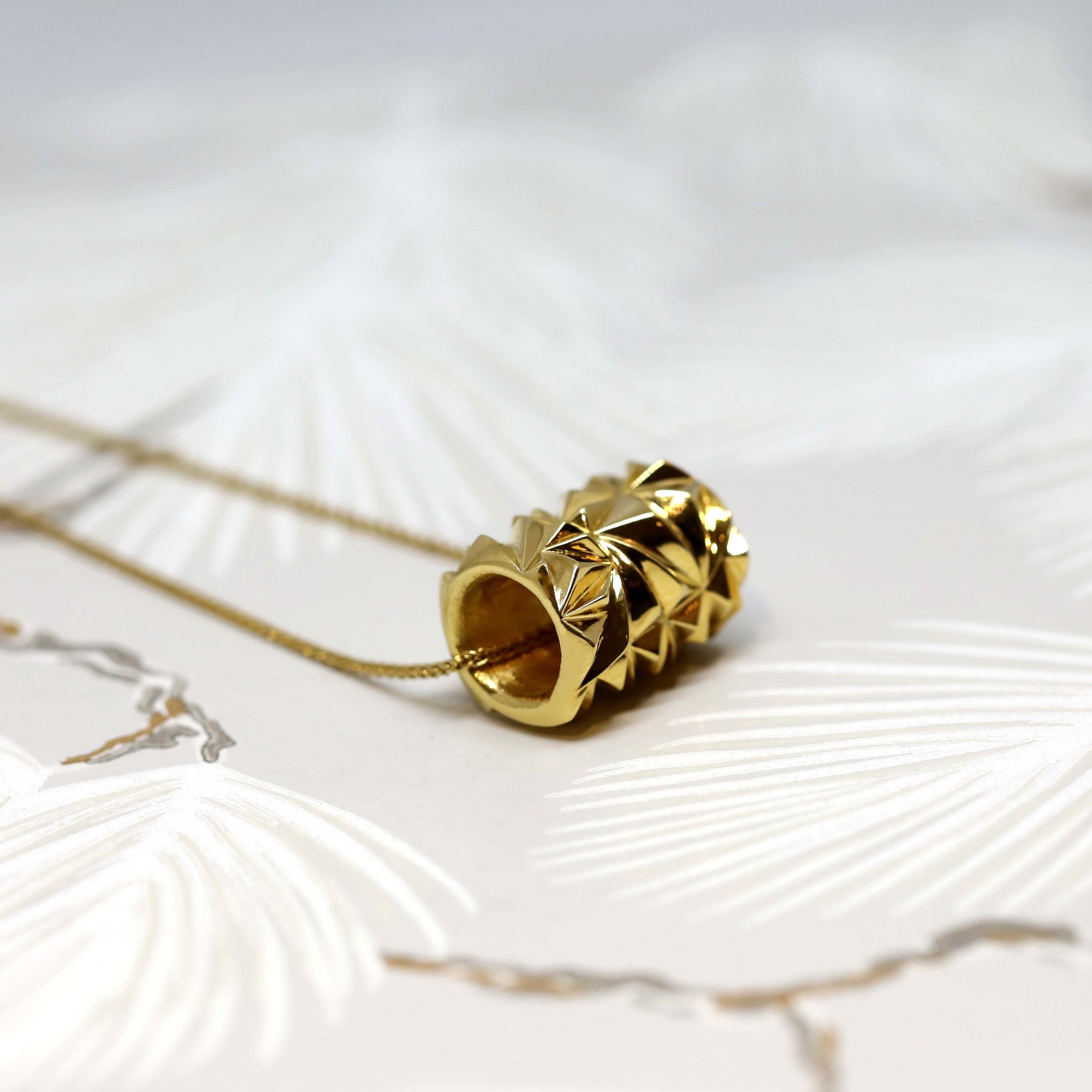 Gold Vermeil Large Chiseled Tube Pendant