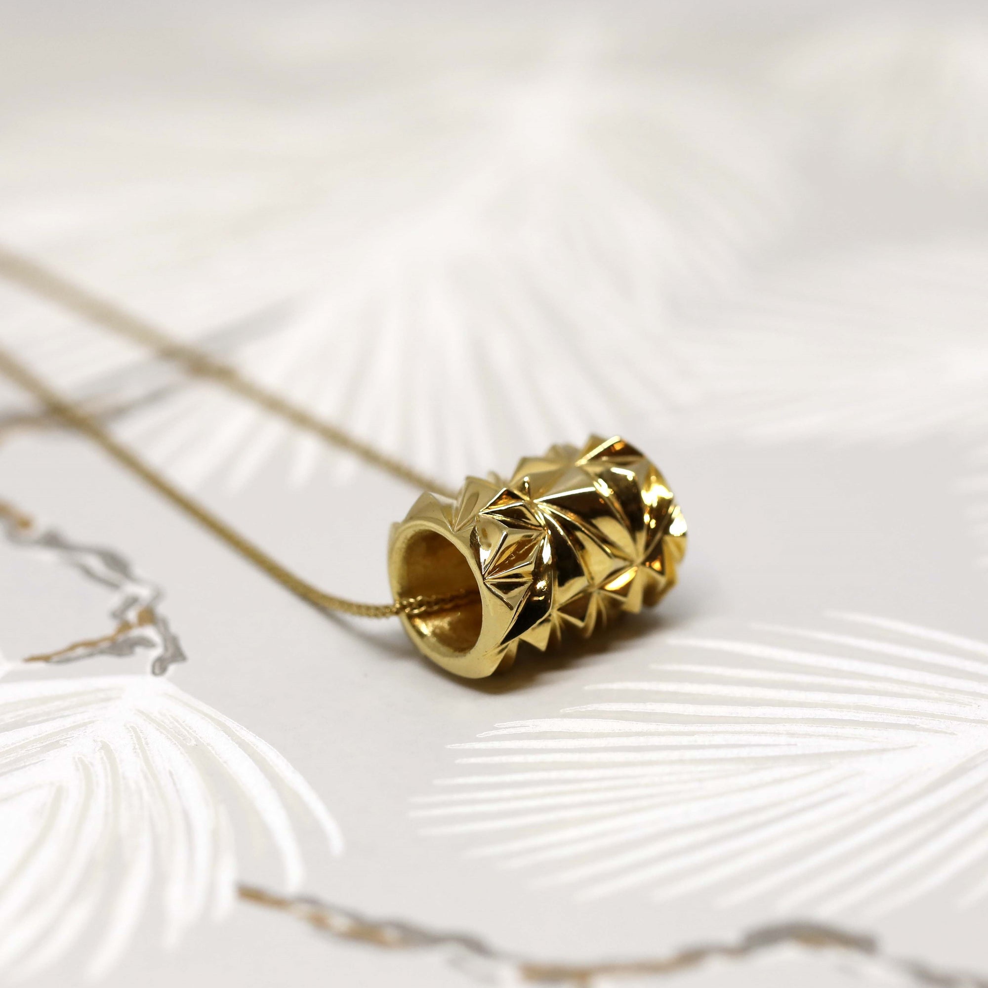 Gold Vermeil Large Chiseled Tube Pendant