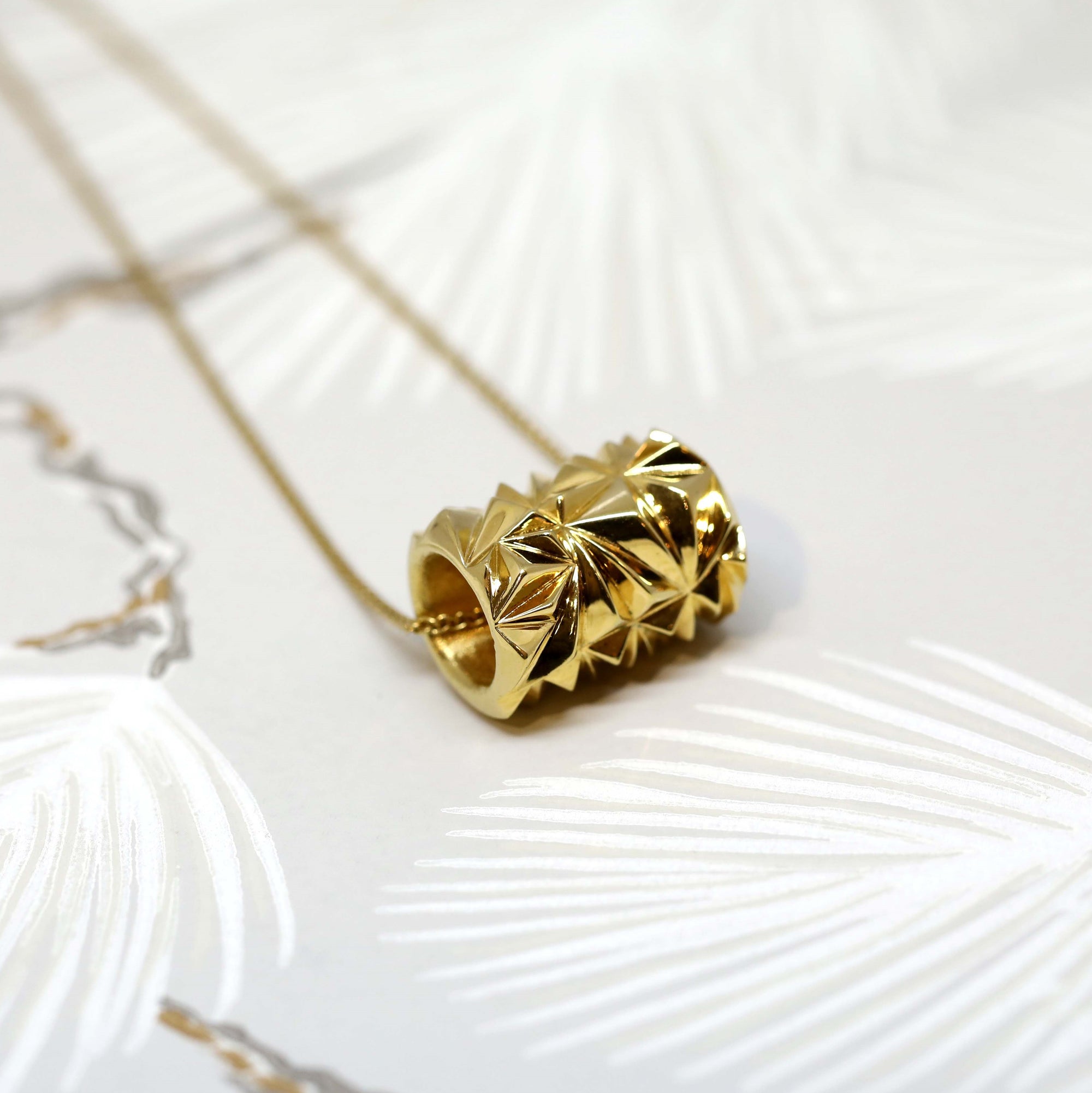 Gold Vermeil Large Chiseled Tube Pendant
