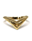 Adorn Yellow Gold Ring by Bena Jewelry featuring a bold V-shaped design, photographed on a white background, fine jewelry handmade in Montreal.