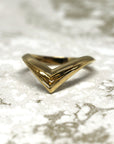 Front view vermeil gold edgy ring bena jewelry minimalist jewelry style fashion jewels montreal made in canada