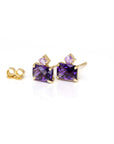 Front view on white background: Displays the secure gold post and clasp system, ensuring comfort and quality in these bespoke earrings.