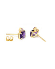 Back view Amethyst & Pink Studs Earrings presented in Bena Jewelry’s black custom packaging, showcasing their luxury appeal and meticulous craftsmanship.