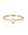 Boxy Baguette Ring in yellow gold featuring a baguette-cut diamond by Bena Jewelry photographed on a clean white background custom-made in Montreal