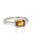 Zircon Baguette Shape Fire Orange Gold Ring