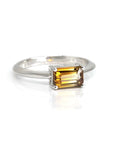 Zircon Baguette Shape Fire Orange Gold Ring