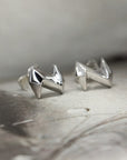 Unisex fine jewelry, white gold studs with an edgy style, made and crafted in Canada.