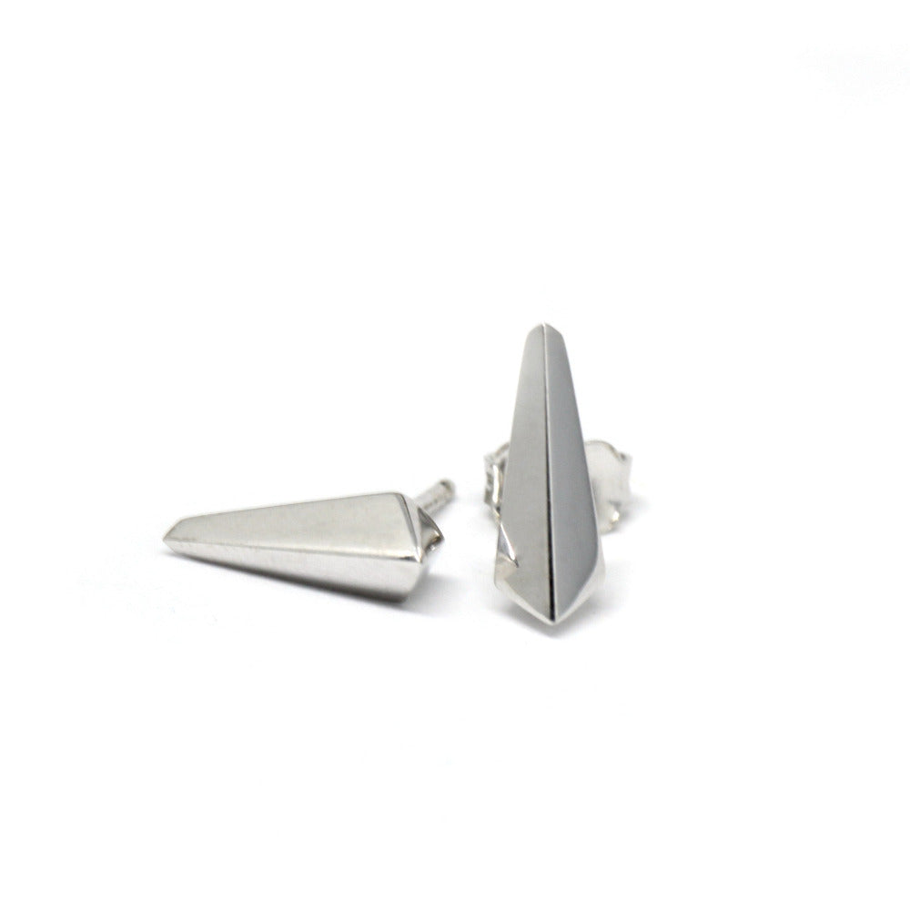 Modern white gold stud earrings from Bena Jewelry's Edgy Collection, part of the Edgy Collection, handmade in Montreal, Canada.