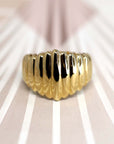 Side view of Pigalle Ring in Yellow Gold – A contemporary unisex fine jewelry piece with a structured, architectural design.