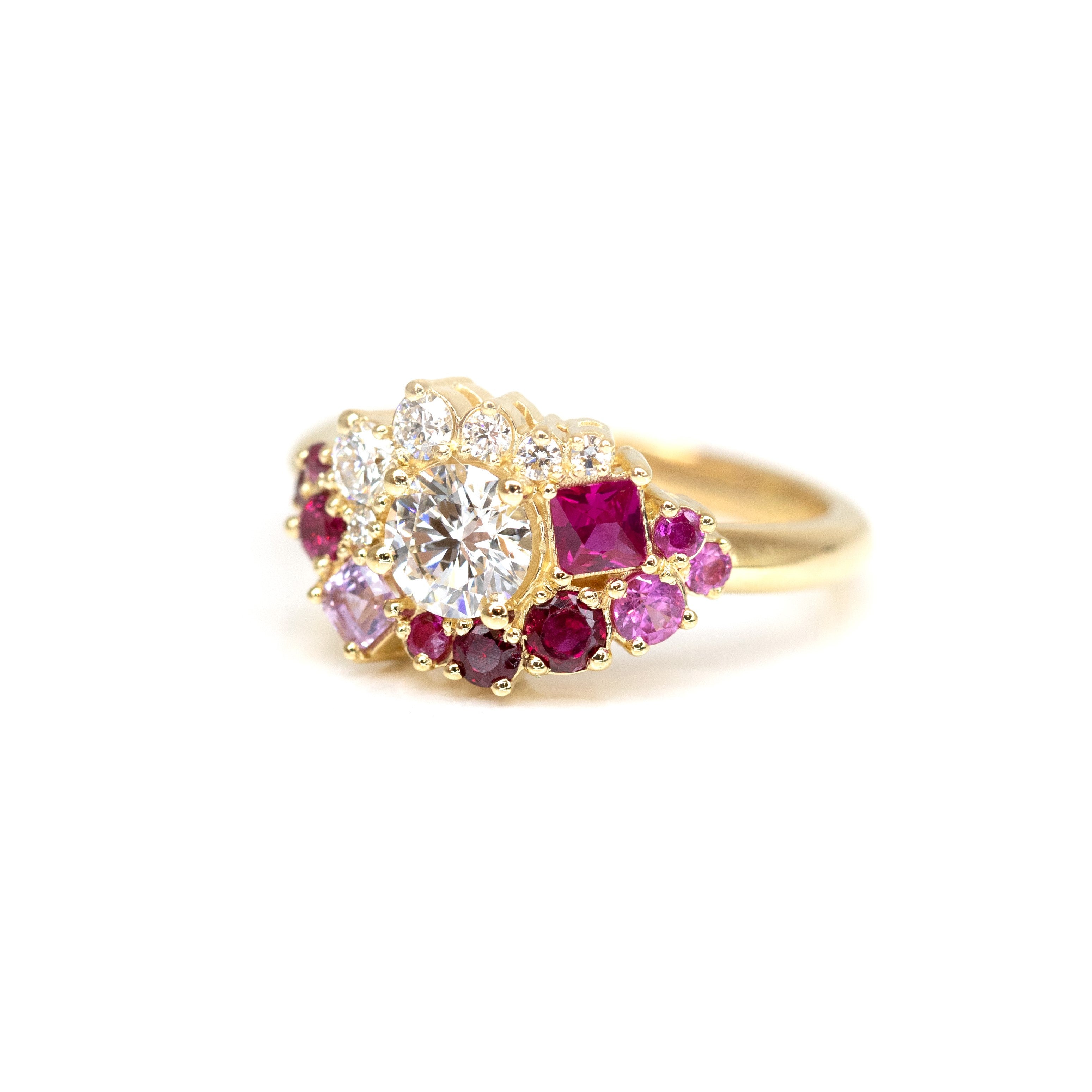 Avalanche Red Orange Diamond Statement Ring By Bena Jewelry Designer