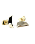 Artistic perspective on contemporary fine jewelry: yellow gold unisex earrings crafted in Montreal.
