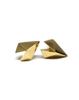 Edgy Gold Heart Studs in yellow gold by Bena Jewelry featuring a bold geometric heart design photographed on a white background fine jewelry made in Montreal