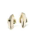 Yellow gold unisex Brace Studs featuring a bold edgy center line, crafted by Bena Jewelry in Montreal.