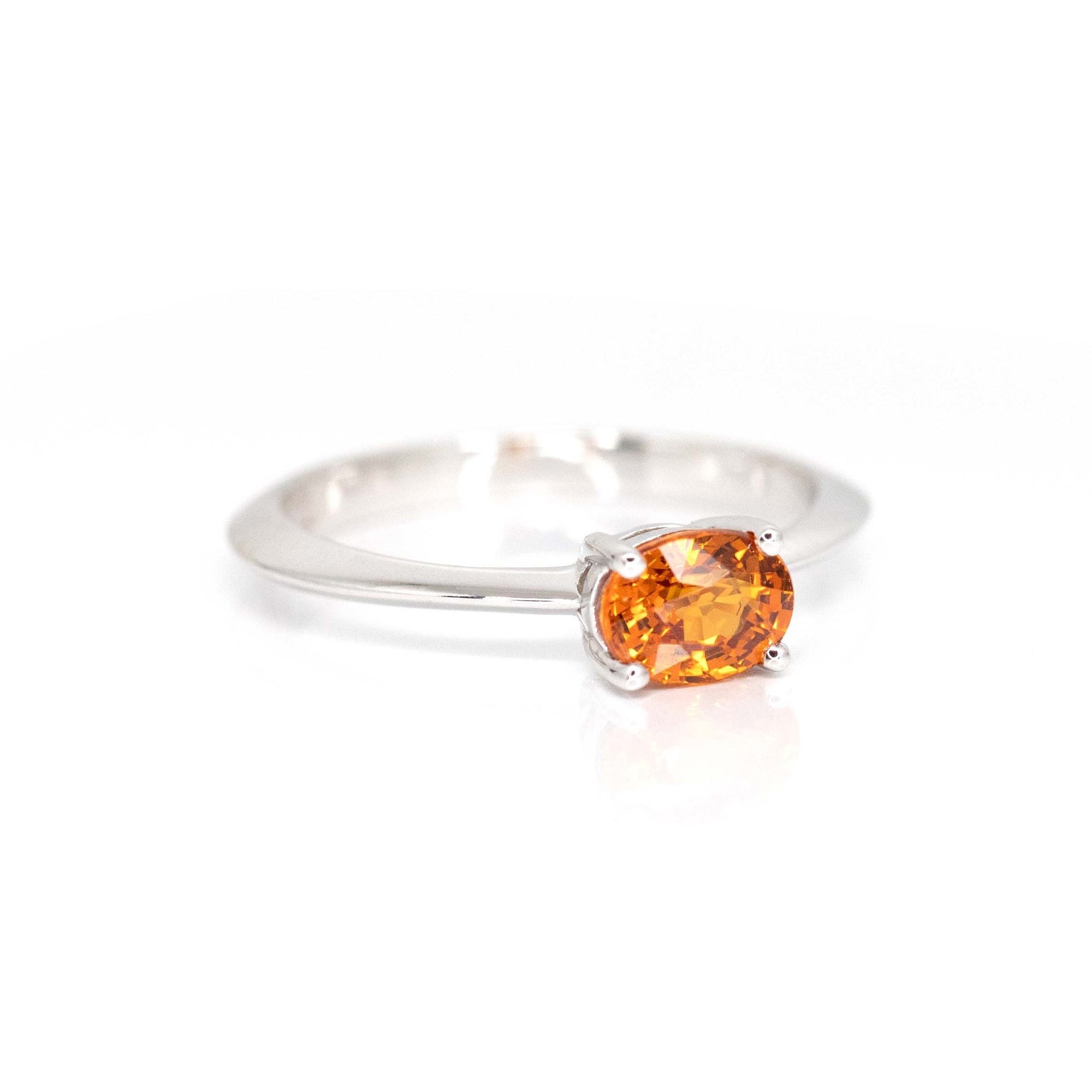 white gold spessartite garnet bridal ring made in montreal by bena jewelry