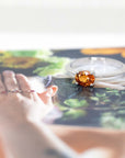 oval shape orange spessartite garnet gold ring montreal made fine jewellery designer bena jewelry