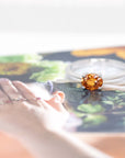 white gold orange garnet engagement ring custom made in montreal by bena jewelry