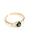 yellow gold green sapphire diamond bridal ring montreal bena jewelry designer