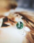 Round Green Sapphire & Pear Shape Diamond Ring