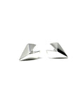 Edgy Gold Heart Studs in white gold by Bena Jewelry, showcasing a modern geometric heart design, photographed on a white background, fine unisex jewelry made in Montreal.