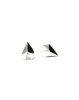 White gold heart-shaped stud earrings with a bold design, Edgy Gold Heart Studs by Bena Jewelry, displayed on a white background, custom fine jewelry crafted in Canada.