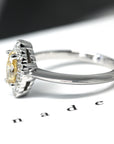 Side view of bena jewelry edgy marquise shape yellow diamond white gold ring montreal made in canada color gemstone bridal jewels minimalist modern design fine gems GIA certified natural gemstone made in montreal
