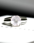 Front view of bena jewelry rose quartz cocktail ring bena jewelry edgy jewelry collection color gems custom pink natural gemstone big bold ring local made in montreal handmade in canada