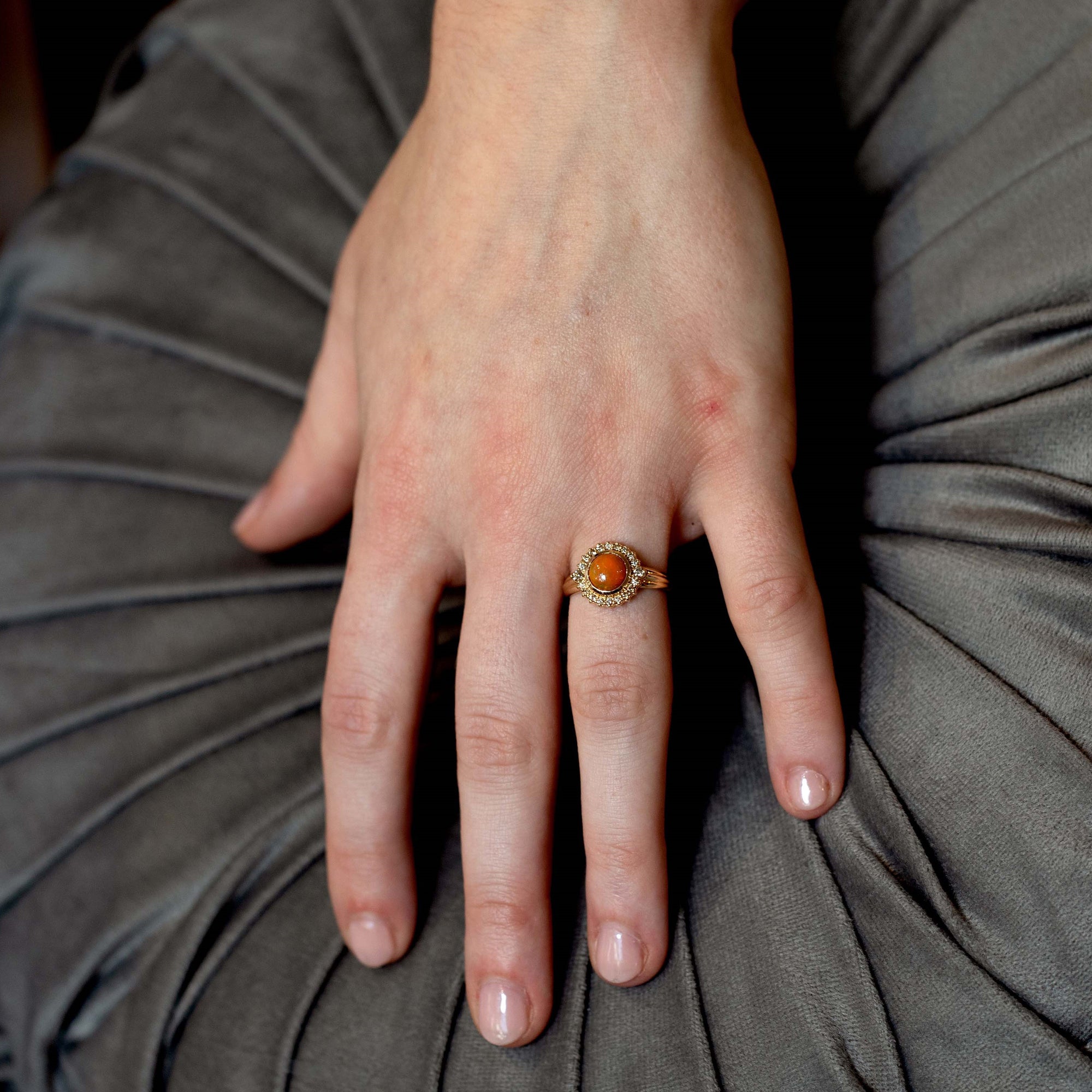 Opal & Chocolat Diamond Elena Yellow Gold Ring - 0.30 ct