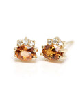 orange garnet diamond yelow gold dora stud earrings by bena jewelry