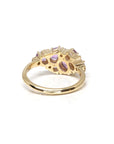 Back view: Reveals the secure gemstone settings and the fine craftsmanship of the yellow gold band. Designed by Bena Jewelry in Montreal, Canada.