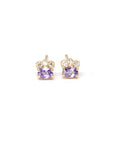purple sapphire oval shape diamond gold earrings bena jewelry