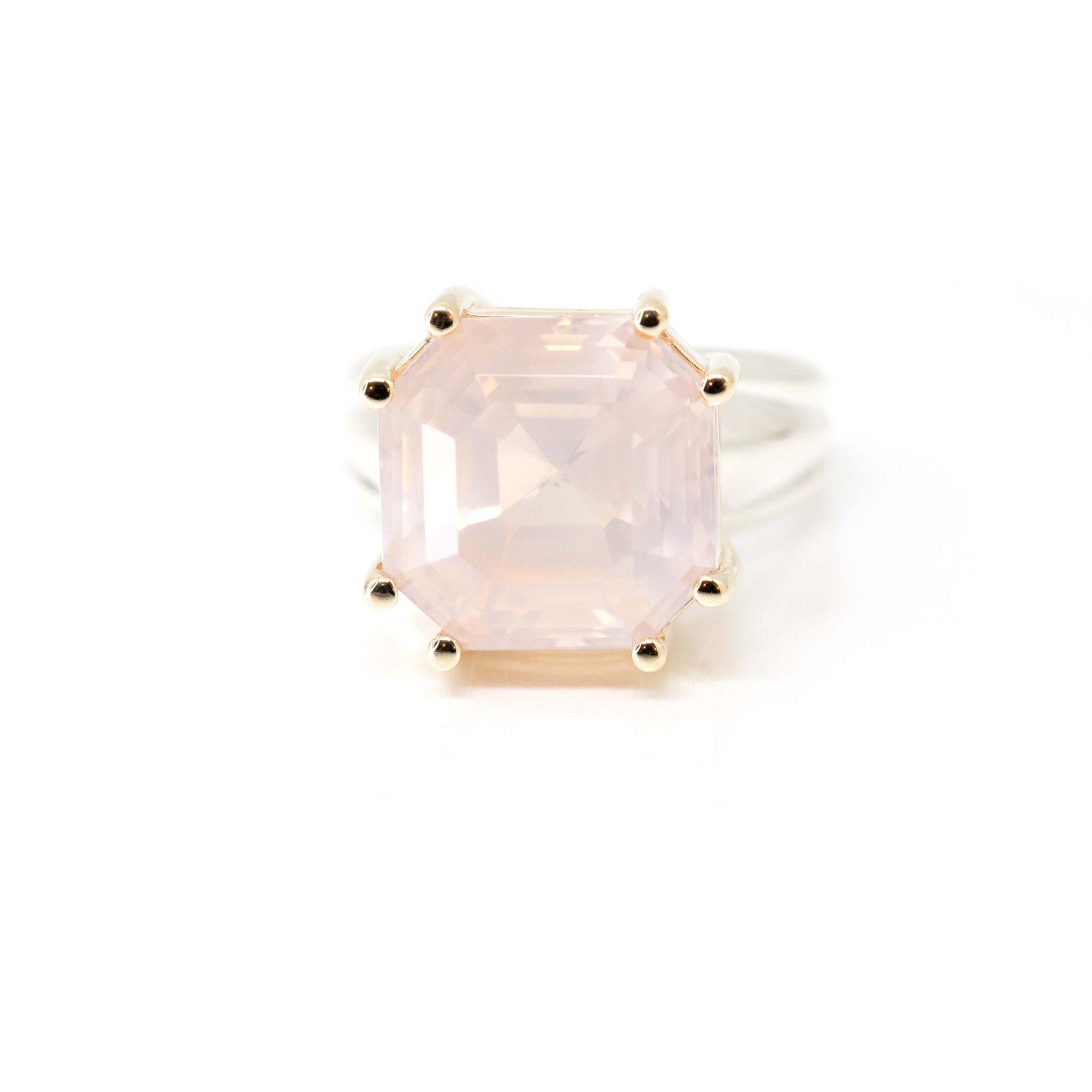 OCTAGONAL ROSE QUARTZ BIJOU | Silver & Yellow Gold Ring
