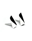 Close-up of White Gold Pike Earrings – A signature design featuring bold, clean lines in high-polish white gold.