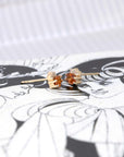 yellow gold orange gemstone stud edgy earrings made in montreal bena jewelry