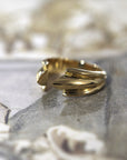 edgy yellow gold ring indepandant designer bena jewelry from montreal canada