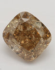 Brown cushion diamond, with a golden color, this naturel gemstone is made for unique engagement ring and bridal jewelry made in Canada.