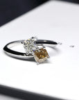 Custom Made Toi et Moi White Gold Ring Made in Montreal Bena Jewelry Designer White and Black Background Made in Canada