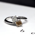 Angled shot of diamond engagement ring – A custom-made wedding ring blending classic elegance with a modern edge.