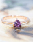 purple pink trillion shape garnet made in montreal by bena jewelry custom designer