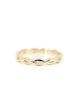 Braided Ring in Yellow Gold on white background – A delicate wedding band with an infinity-inspired braided design, handcrafted by Bena Jewelry in Montreal.
