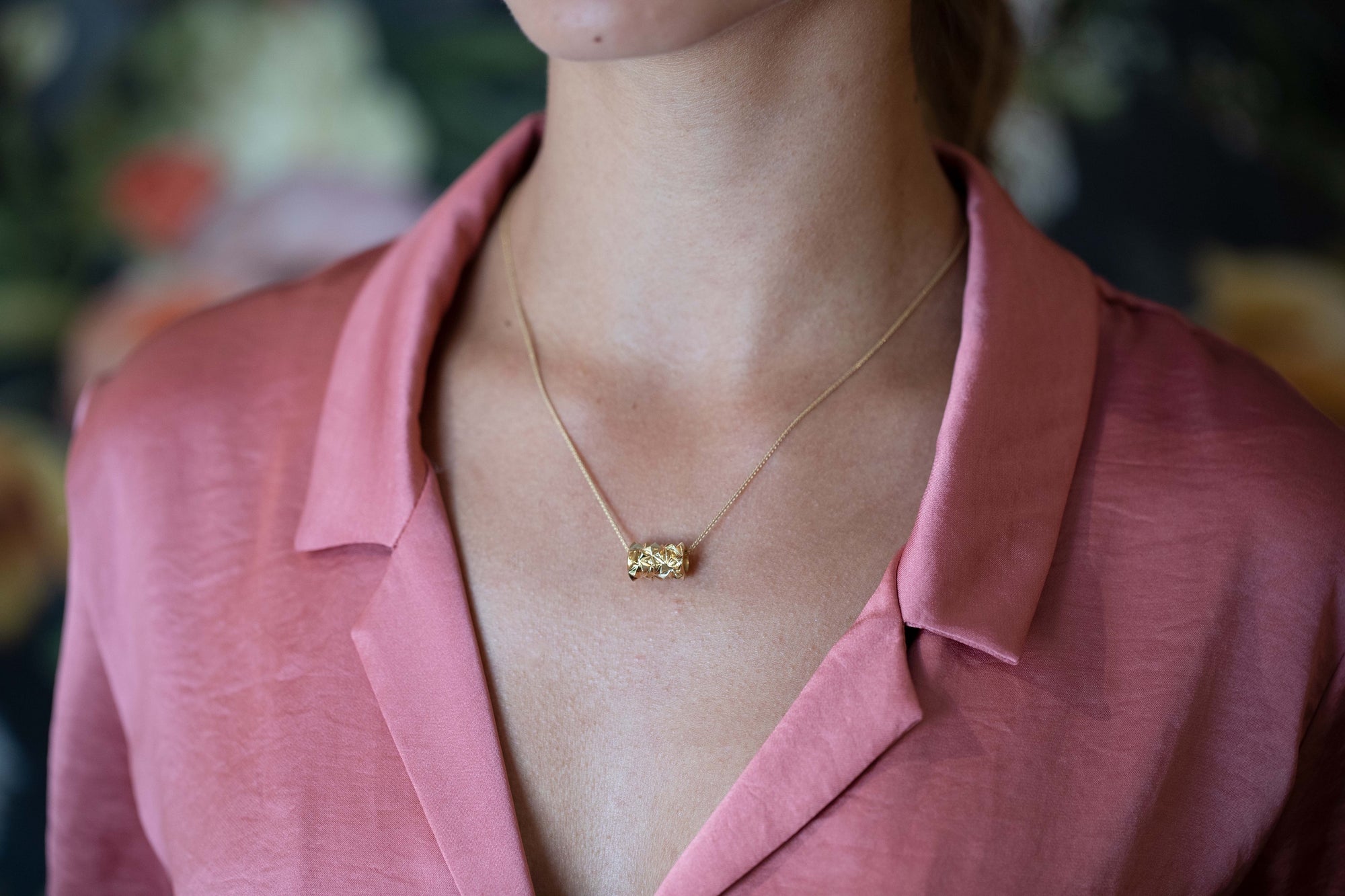 edgy vermeil gold pendant made montreal by bena jewelry designer