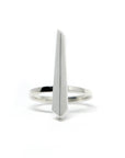 Peak Ring in White Gold on white background – A sculptural and modern white gold ring with a bold, edgy aesthetic. Handmade in Montreal by Bena Jewelry.