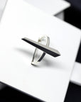 Macro shot of Peak Ring in White Gold – A close-up of the polished edges and precise craftsmanship.