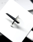Peak Ring in White Gold on white background – A sculptural and modern white gold ring with a bold, edgy aesthetic. Handmade in Montreal by Bena Jewelry.