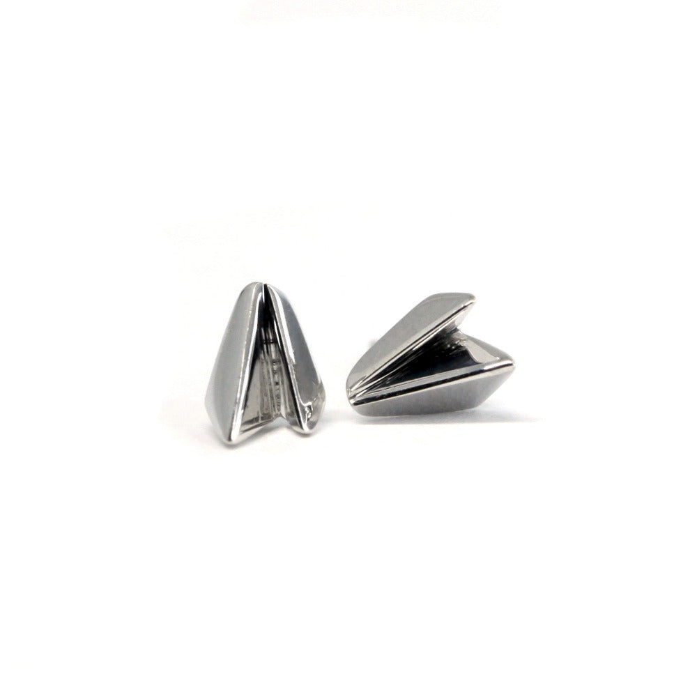 Edges Gold Studs in white gold by Bena Jewelry, showcasing an edgy minimalist design, photographed on a white background unisex jewelry made in Montreal