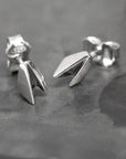 Edges Gold Studs in white gold by Bena Jewelry, showcasing a sleek geometric design, displayed on a dark background unisex fine jewelry made in Montreal
