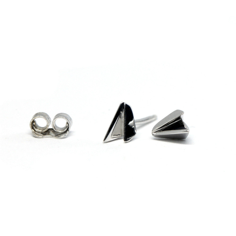 White gold Edges Gold Studs with bold and geometric style, displayed on a clean white background, part of the Edgy Collection by Bena Jewelry
